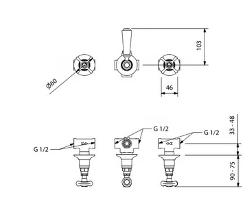 JAMES - 3 hole Recessed shower tap with individual rosettes by Park Avenue - view 3